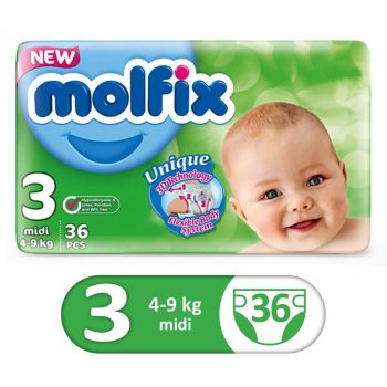 Molfix Baby Diapers Twin Pack Midi size 3 36Pcs