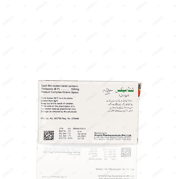 Tindamax Tablets 500mg (1 Box = 1 Strip)(1 Strip = 10 Tablets)