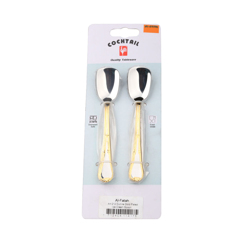 ICE CREAM SPOON COCKTAIL OUTLINE GOLD 6PC ART 212 PC Default Title - MamasJan Crockery