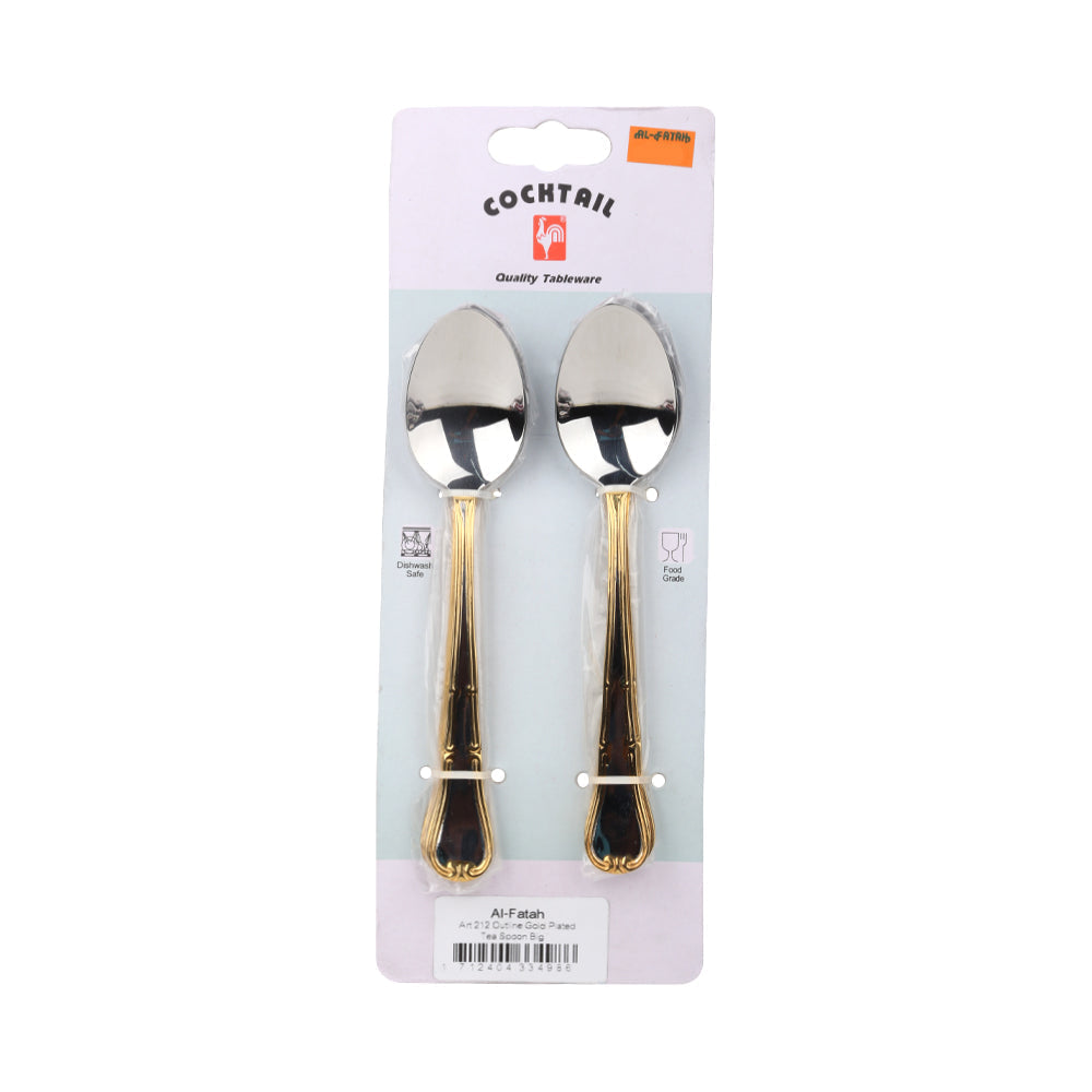 TEA SPOON SET COCKTAIL OUTLINE GOLD BIG 6PC ART 212 PC Default Title - MamasJan Crockery