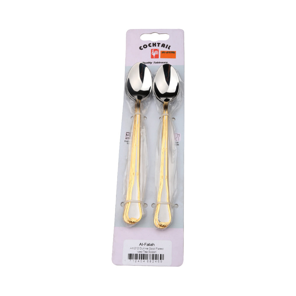 TEA SPOON SET COCKTAIL OUTLINE GOLD ICED 6PC ART 212 PC Default Title - MamasJan Crockery