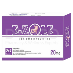 E-Zole Capsules 20mg (1 Box = 2 Strips) (1 Strip = 7 Capsules)