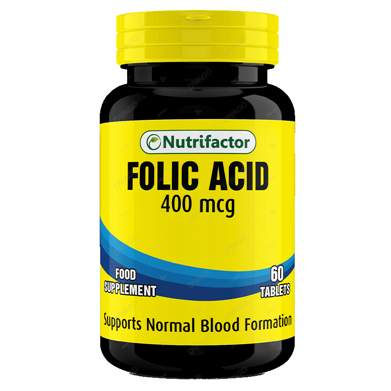Nutrifactor Folic Acid Tablets 400mcg  (1 Bottle = 60 Tablets)