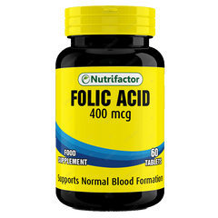 Nutrifactor Folic Acid Tablets 400mcg  (1 Bottle = 60 Tablets)