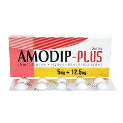 Amodip-Plus Tablets 5mg/12.5mg (1 Box = 2 Strips) (1 Strip = 10 Tablets)