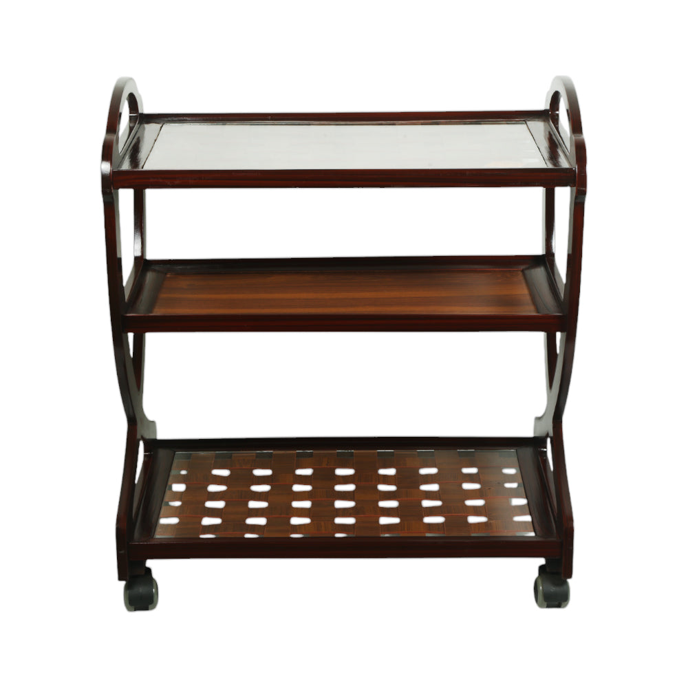 TEA TROLLEY MED TRAY L-BROWN Default Title - MamasJan Household