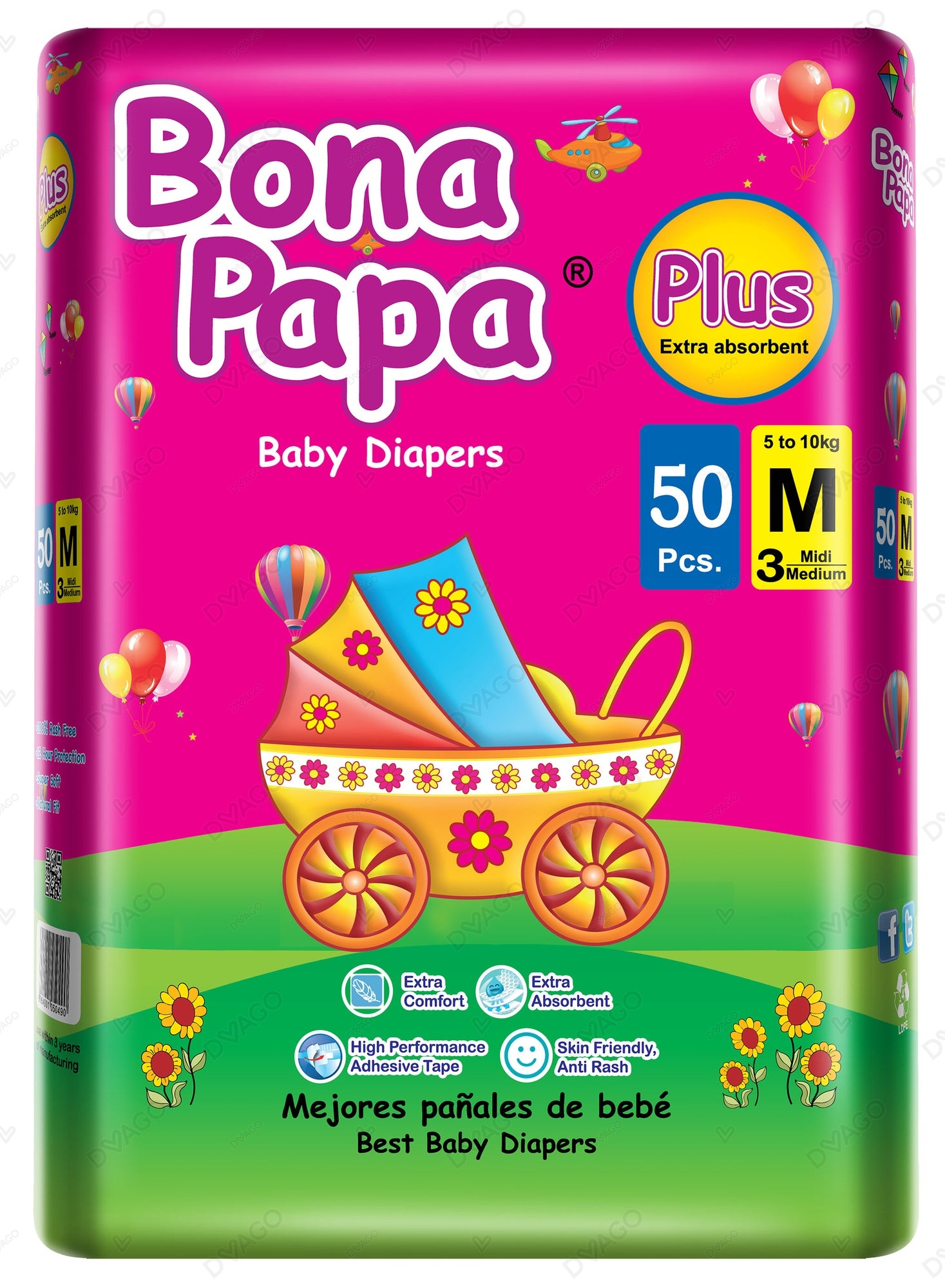 Bona Papa Plus Baby Diapers Medium size 3 50Pcs