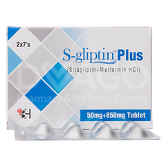 S-Gliptin Plus Tablets 50+850mg (1 Box = 2 Strips) (1 Strip = 7 Tablets)