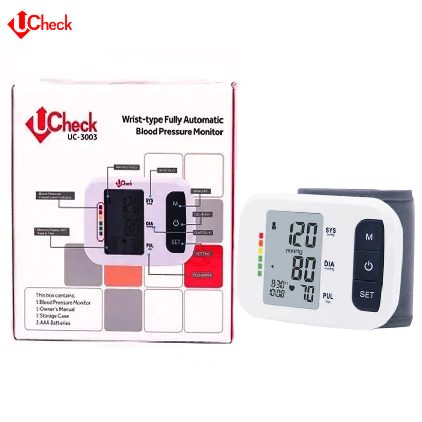 Ucheck Wrist Type Blood Pressure Monitor Machine Uc 3003 - The Healthcare Shop Pakistan
