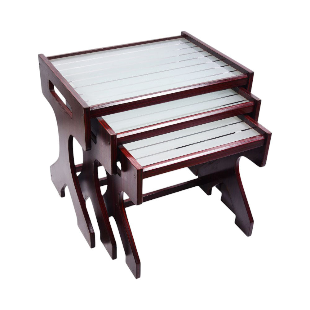 TABLE SET GLASS 3PC D-BROWN Default Title - MamasJan Household
