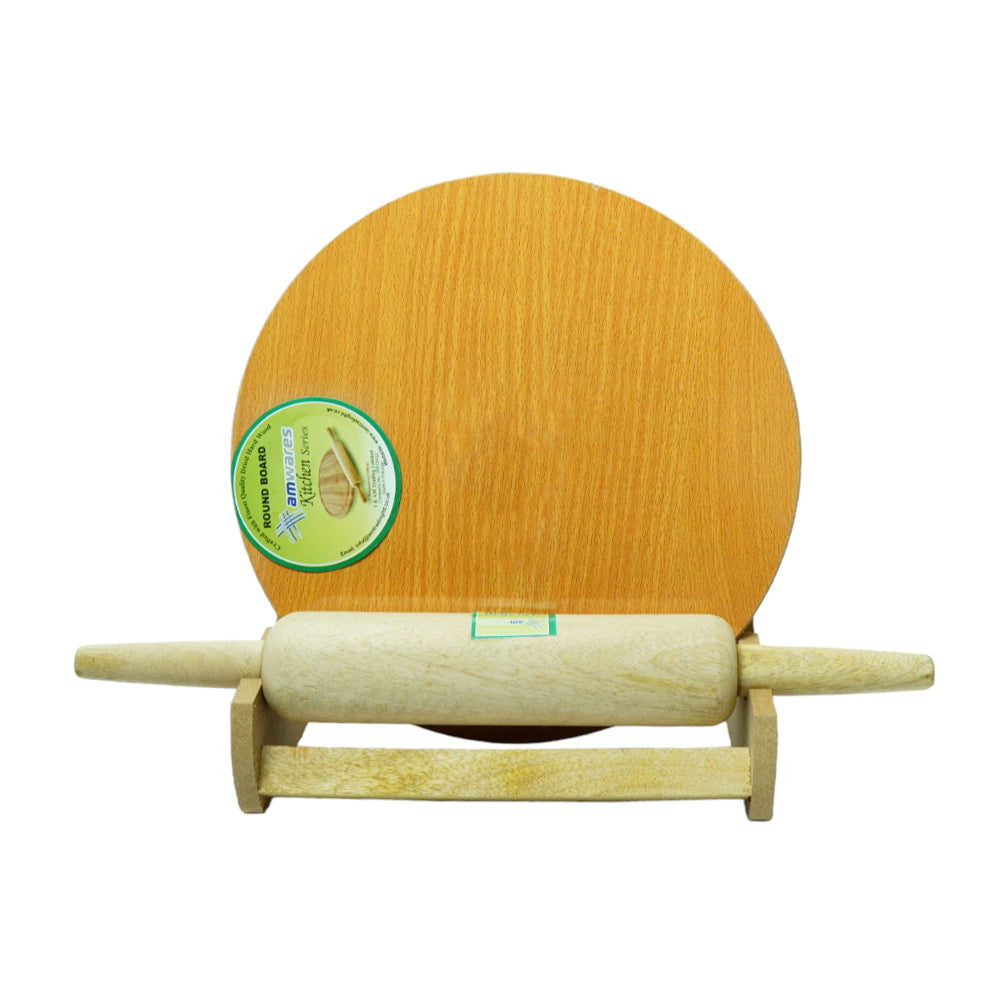 KITCHEN ROUND BOARD + PIN ROLLER WHITE Default Title - MamasJan Crockery
