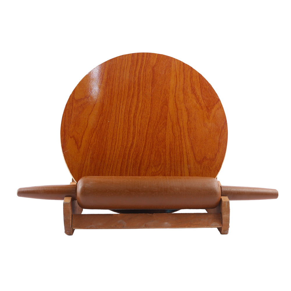KITCHEN ROUND BOARD + PIN ROLLER BROWN Default Title - MamasJan Crockery