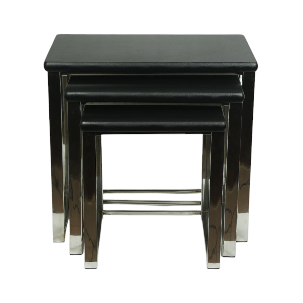 TABLE SET 3 PC STAINLESS STEEL BLACK Default Title - MamasJan Household