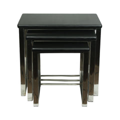 TABLE SET 3 PC STAINLESS STEEL BLACK Default Title - MamasJan Household