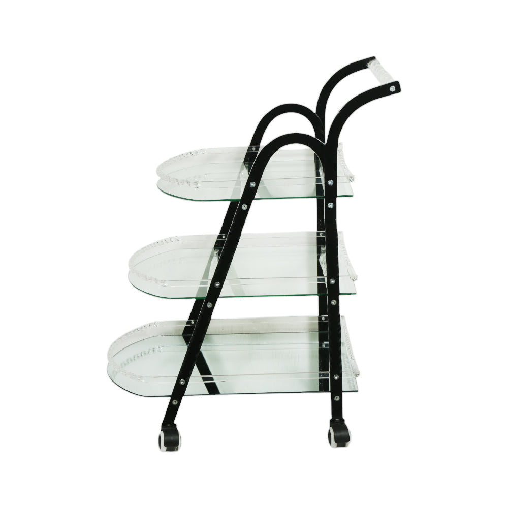 TEA TROLLEY ACRYLIC 3 SHELF 31 BLACK/WHITE Default Title - MamasJan Household