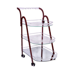 TEA TROLLEY ACRYLIC 3 SHELF 36 BROWN/WHITE Default Title - MamasJan Household
