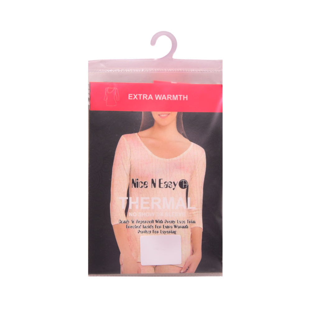 NICE AND EASY LADIES THERMAL TOP BLACK LARGE Default Title - MamasJan mens wear