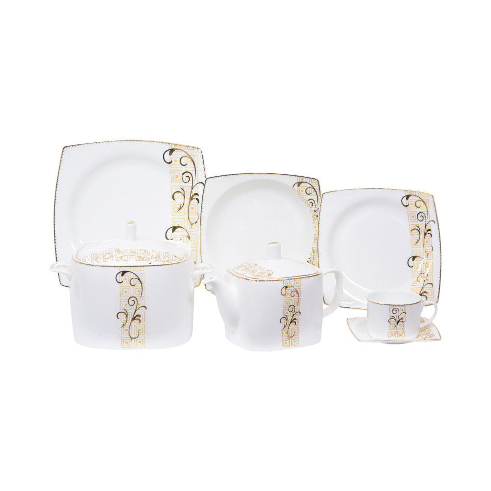DINNER SET BONE CHINA SQUARE 87PC TY004 Default Title - MamasJan Crockery