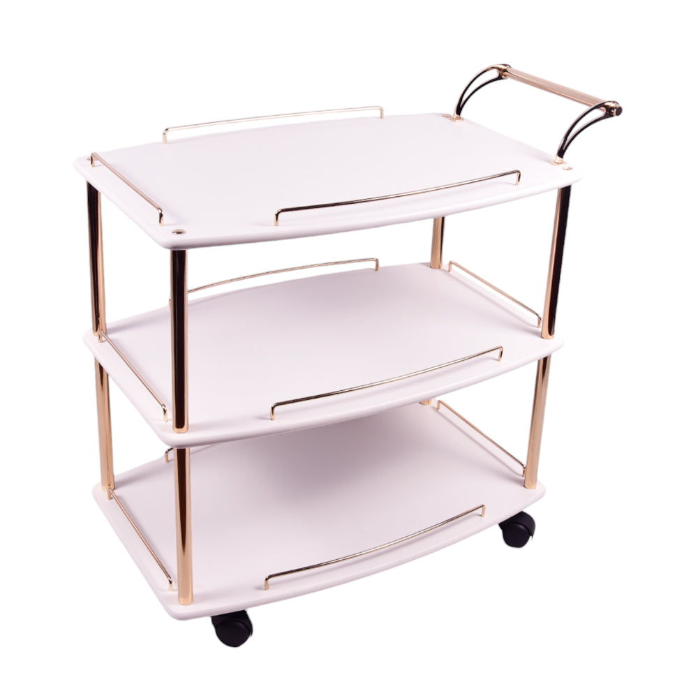 TEA TROLLY STATE 3 SHELF WHITE GOLDEN Default Title - MamasJan Household