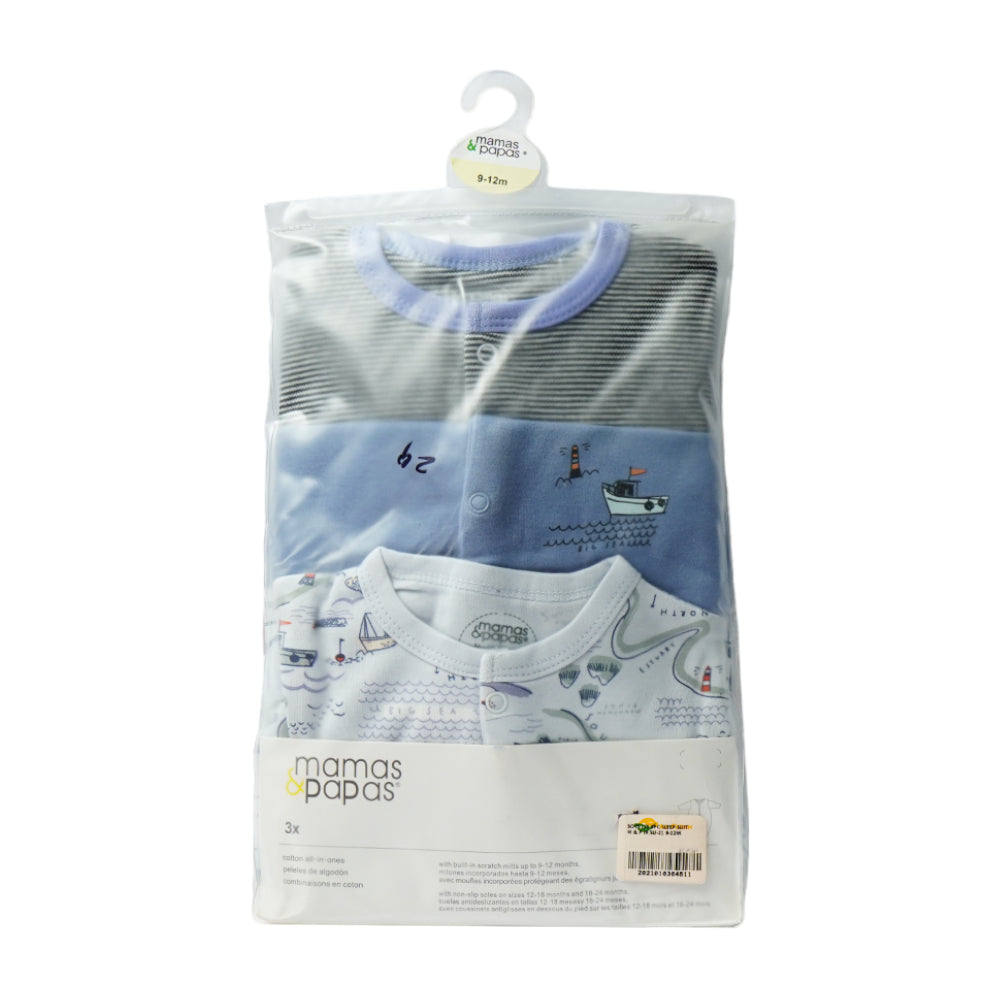 BOYS L/S 3PC SLEEP SUIT M & P IR SU-21 9-12M Default Title - MamasJan KidsWear