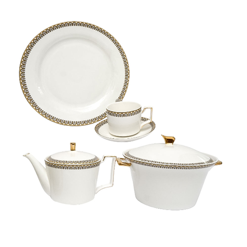 DINNER SET BONE CHINA 61PC DS007 Default Title - MamasJan Crockery