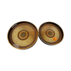 TRAY SET 2PC WOODEN ROUND IR 2835-5 Default Title - MamasJan Crockery