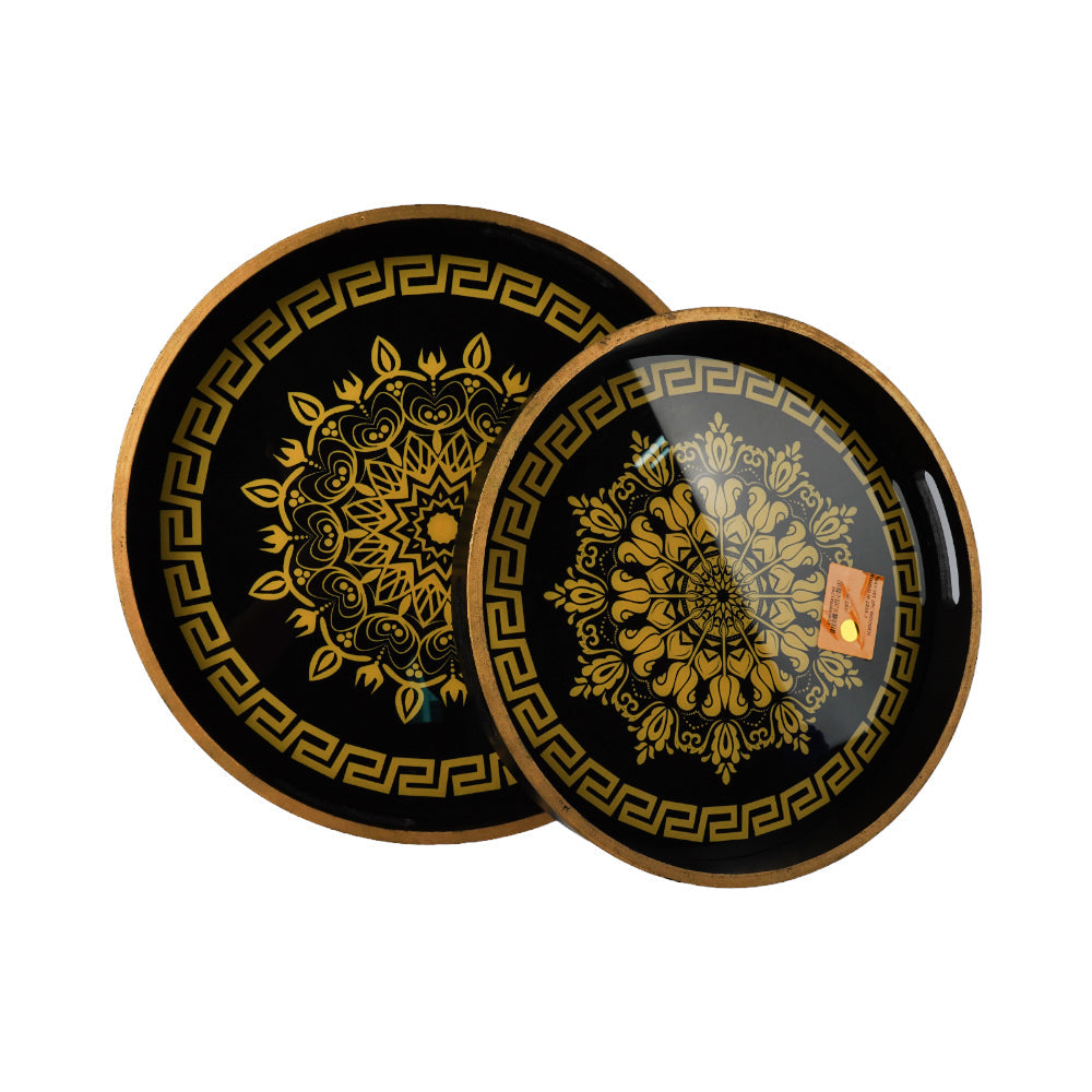 TRAY SET 2PC WOODEN ROUND IR 2835-7 Default Title - MamasJan Crockery
