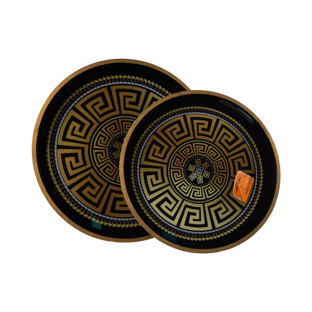 TRAY SET 2PC WOODEN ROUND IR 2835-9 Default Title - MamasJan Crockery