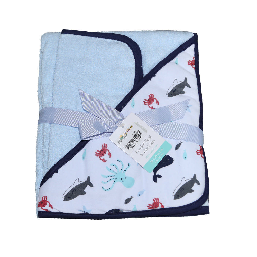 BABY BATH TOWEL HOODED IR 14327 MW-21 Default Title - MamasJan KidsWear