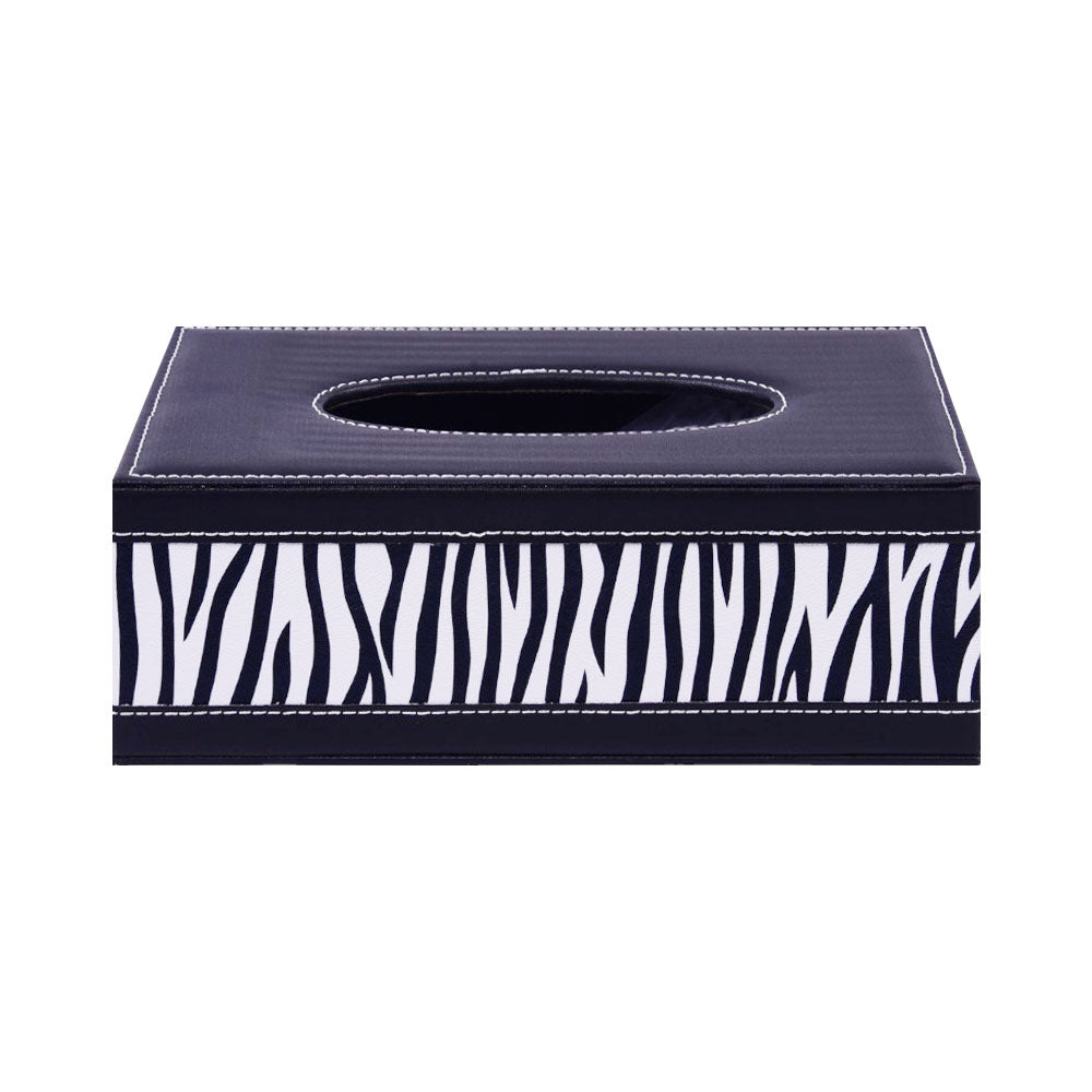 TISSUE BOX LEATHER ZEBRA 3-5 Default Title - MamasJan Décor