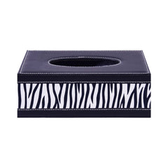 TISSUE BOX LEATHER ZEBRA 3-5 Default Title - MamasJan Décor