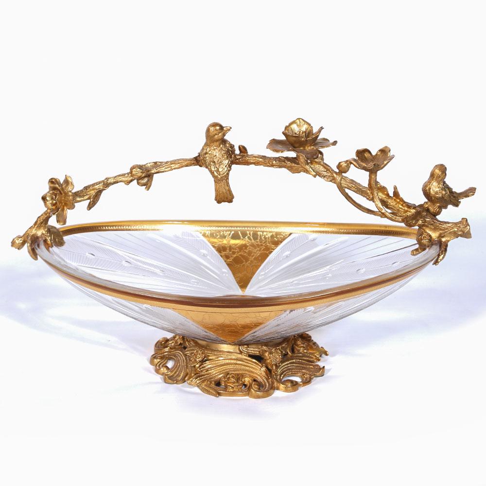 Bowl Crystal Brass Ir E8-B3002-1 Jsa05-A19 Default Title - MamasJan Decoration