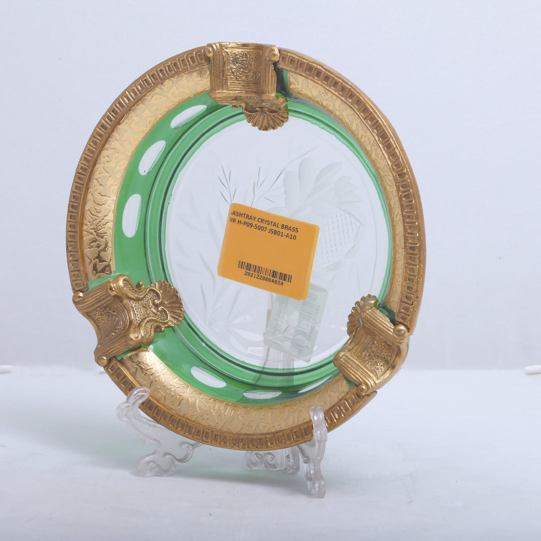 Ashtray Crystal Brass Ir H-P09-5007 Jsb01-A10 Default Title - MamasJan Decoration