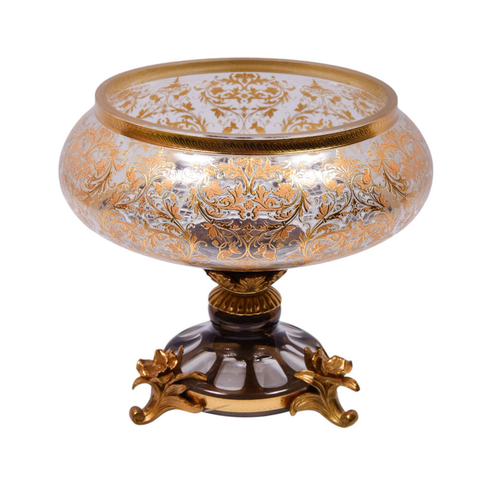BOWL CRYSTAL BRASS IR E9-B3040-1 JSC03-D04-1 Default Title - MamasJan Decoration