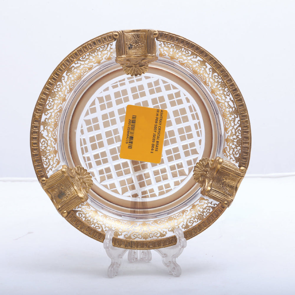Ashtray Crystal Brass Ir H-P09-5007 Jsc03-D04-1 Default Title - MamasJan Decoration