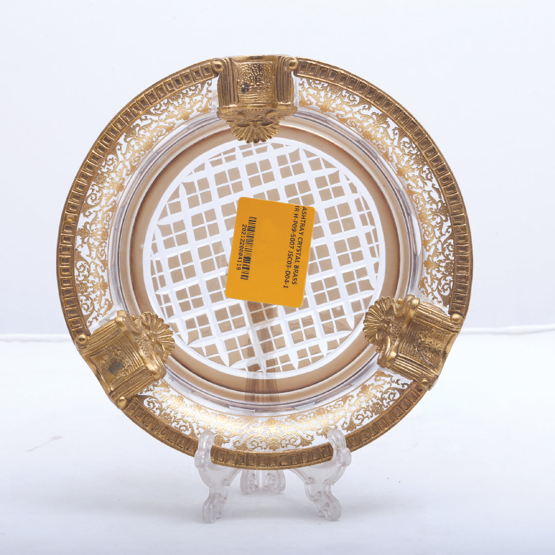Ashtray Crystal Brass Ir H-P09-5007 Jsc03-D04-1 Default Title - MamasJan Decoration
