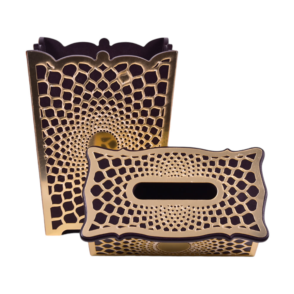 DUSTBIN & TISSUE BOX SET IR 2835-57 Default Title - MamasJan Decoration