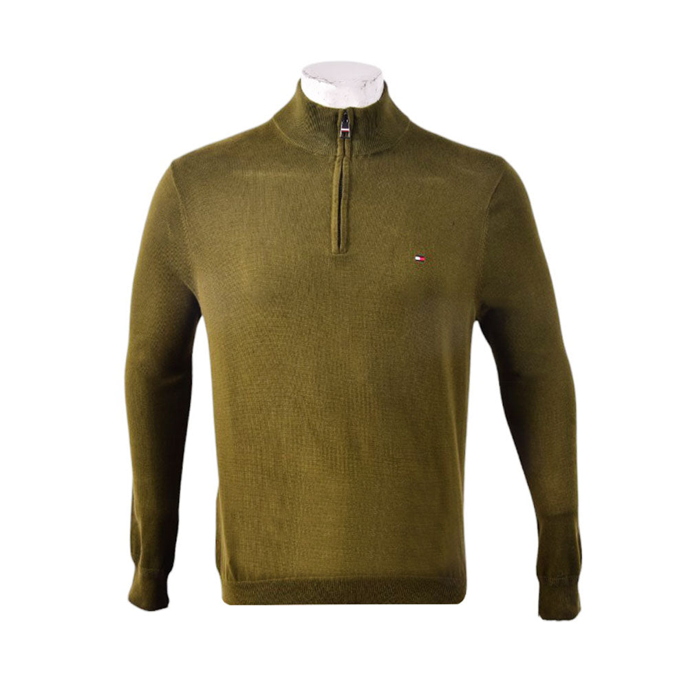 TH MEN L/S HALF ZIPPER SWEATER 78J6867701 GRN S (IR) S - MamasJan mens wear