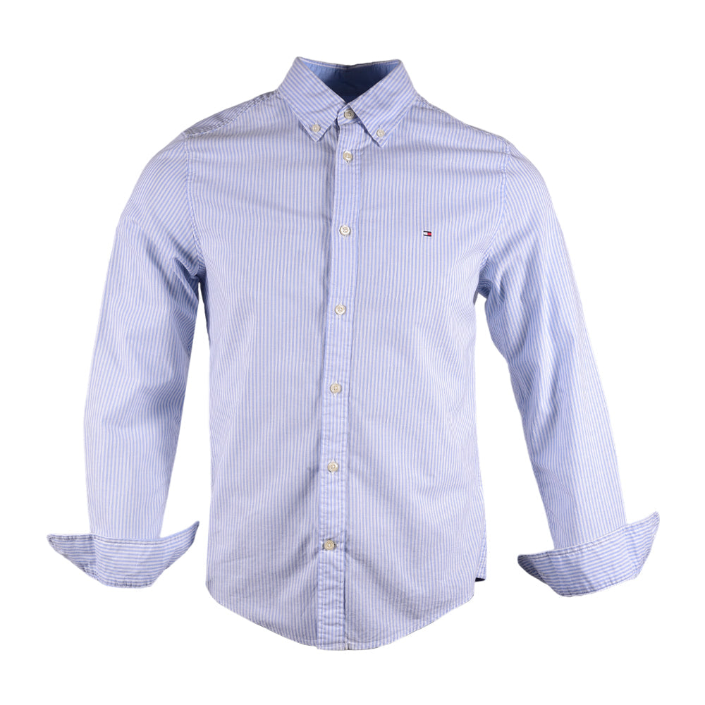 TH MEN L/S D-SHIRT 78J3837-430 BLU/WHT L (IR) M - MamasJan mens wear