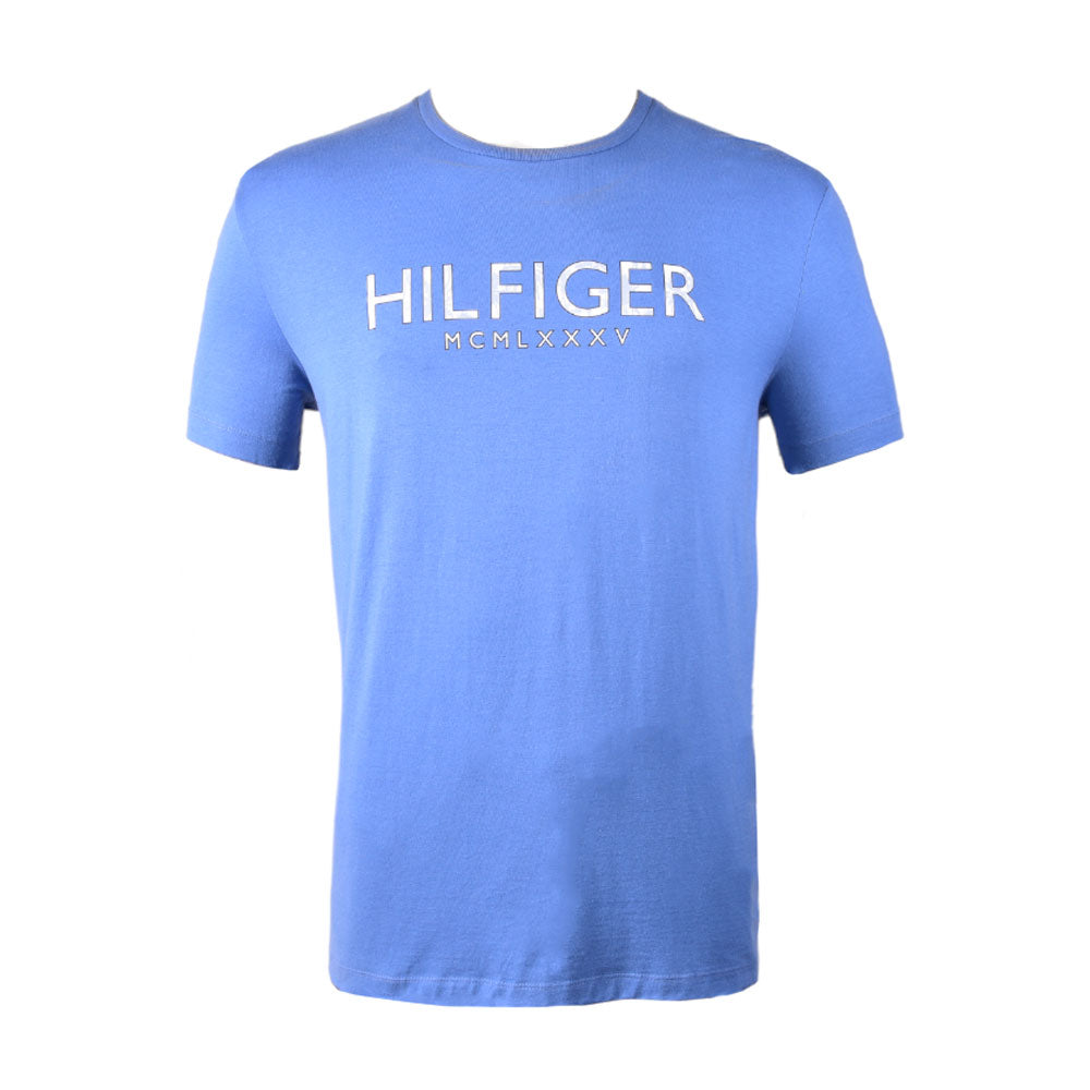 TH MEN S/S R-NECK T-SHIRT 78J6657-420 S/BLU L (IR) M - MamasJan mens wear