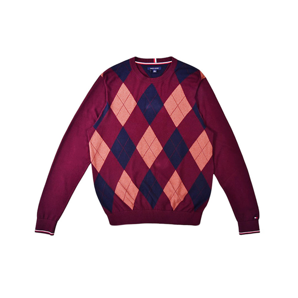 TH MEN L/S R-NECK SWEATER 78J7070-601 MRN (IR) M S - MamasJan mens wear