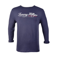 THE MEN L/S R-NECK T-SHIRT 78J7083-410 NVY (IR) M S - MamasJan mens wear
