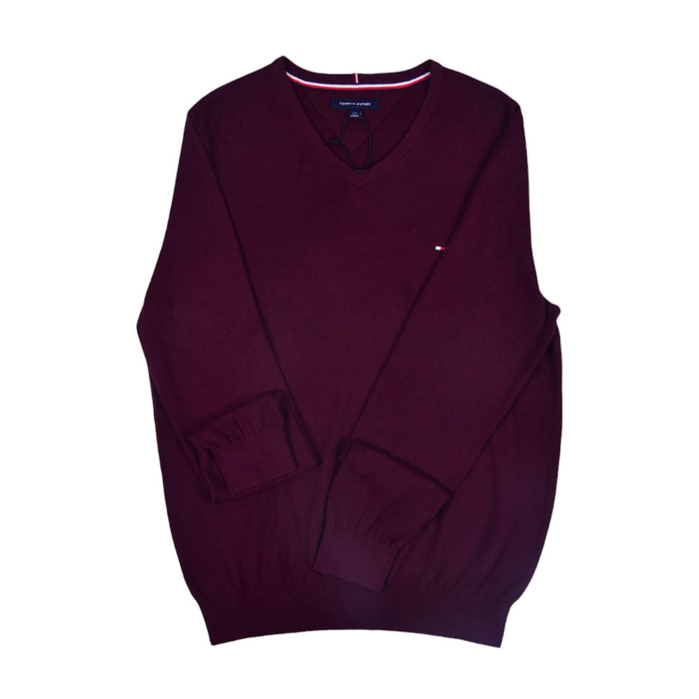 TH MEN L/S V-NECK SWEATER 78J1439-602 MHR M (IR) S - MamasJan mens wear