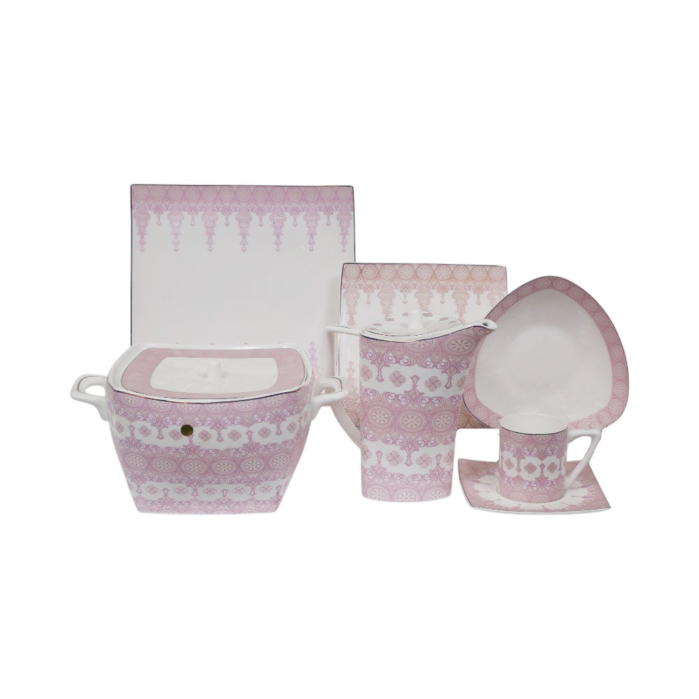 DINNER SET BONE CHINA 61PC SQUARE YG20195AT Default Title - MamasJan Crockery