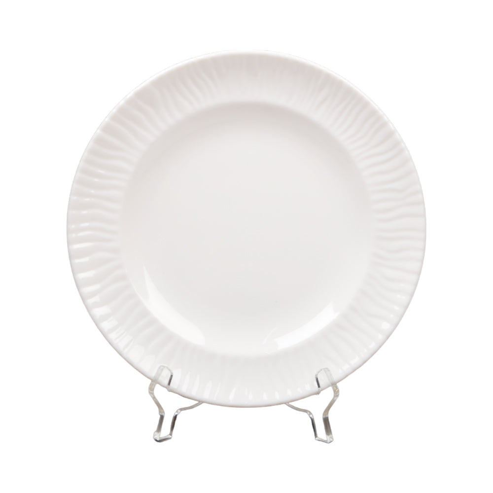 PLATE DINNER MELAMINE EMBOSSED PEARL WHITE Default Title - MamasJan Crockery