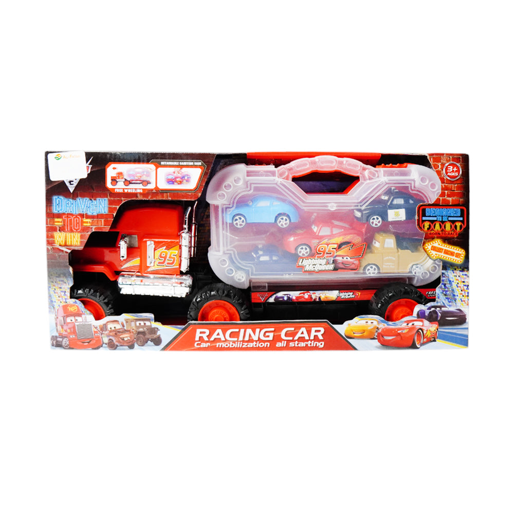 919-171 CAR 3 RACING CAR TRANSPORTING TRUCK SET D Default Title - MamasJan Toys