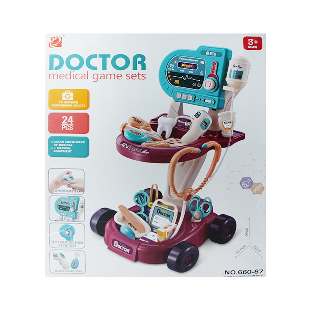 660-87 DOCTOR MEDICAL TROLLEY 24PC H.B Default Title - MamasJan Toys