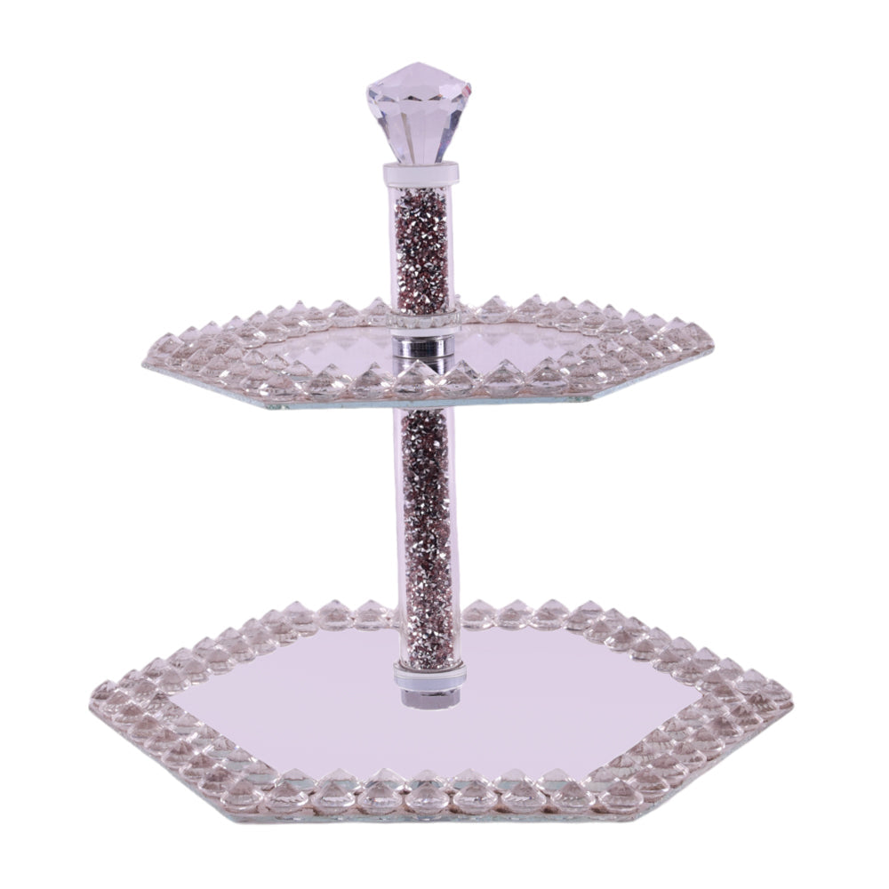 DISH 2 TIER CRYSTAL IR 1344-64 Default Title - MamasJan Decoration