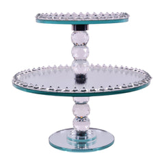 DISH 2 TIER CRYSTAL IR 1344-65 Default Title - MamasJan Decoration