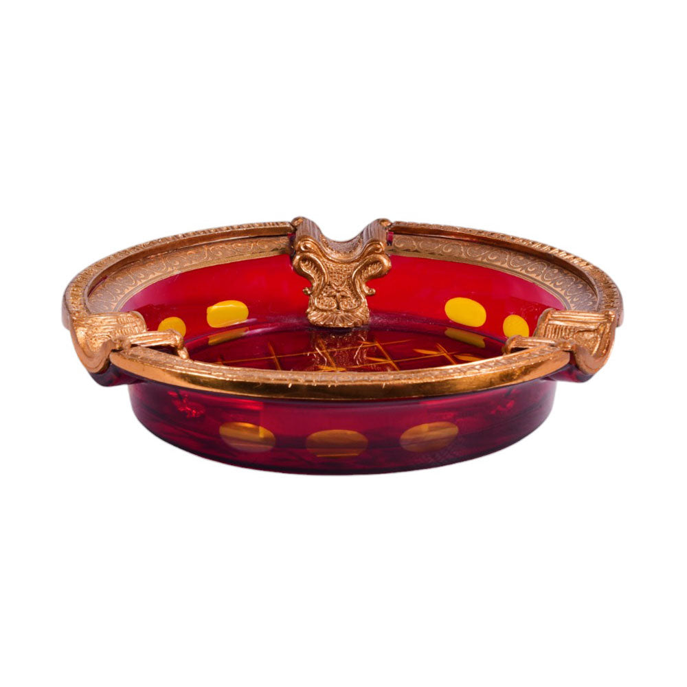 ASHTRAY CRYSTAL BRASS IR H-P09-5007 JSB06-C59-1 Default Title - MamasJan Decoration